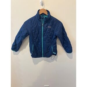 Girls Patagonia Quilted Puffer Jacket Blue Teal Size S 7-8 Insulated Winter Warm